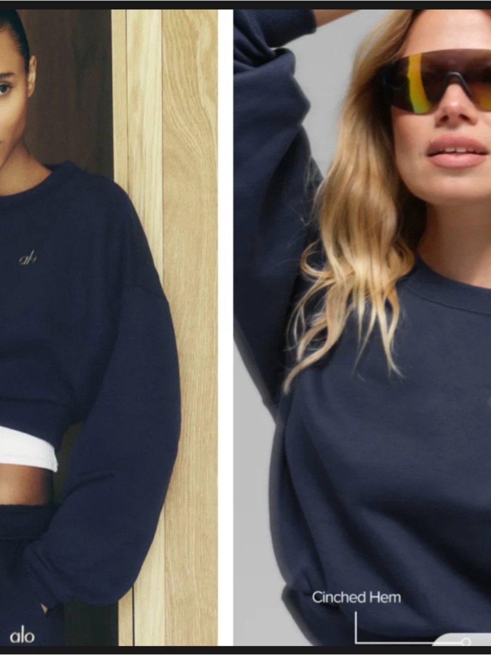 ALO Yoga Navy Cropped Crew Sweatshirt - Picture 6 of 6